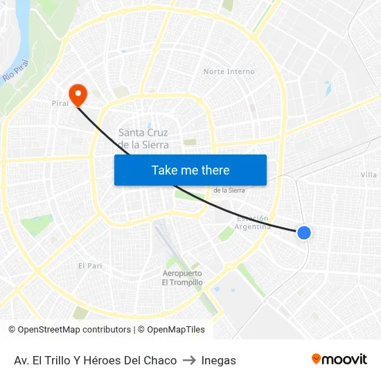 Av. El Trillo Y Héroes Del Chaco to Inegas map