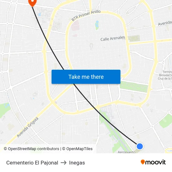 Cementerio El Pajonal to Inegas map
