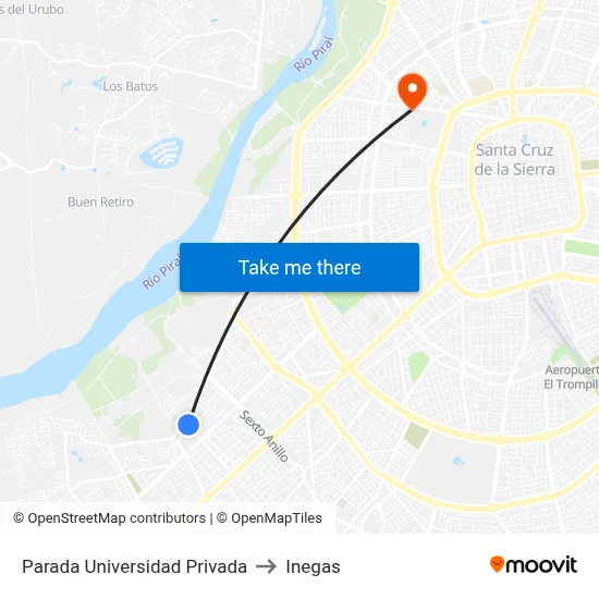 Parada Universidad Privada to Inegas map