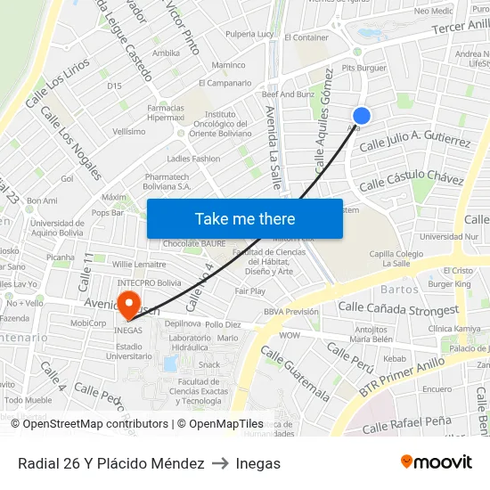 Radial 26 Y Plácido Méndez to Inegas map