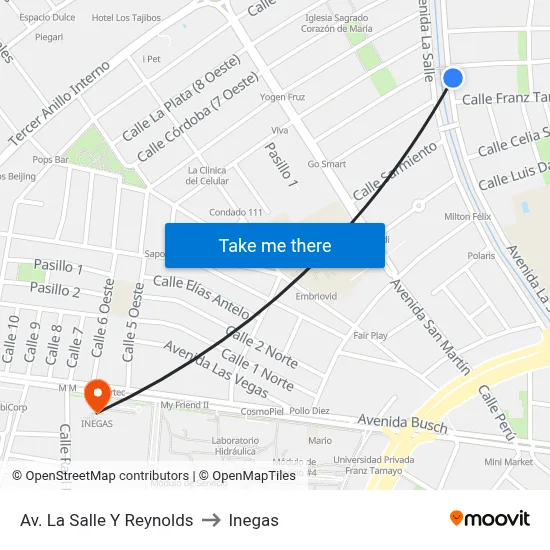 Av. La Salle Y Reynolds to Inegas map