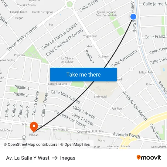 Av. La Salle Y Wast to Inegas map