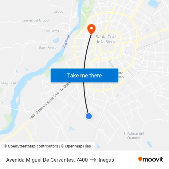 Avenida Miguel De Cervantes, 7400 to Inegas map