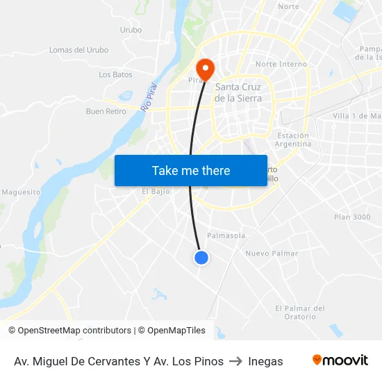 Av. Miguel De Cervantes Y Av. Los Pinos to Inegas map