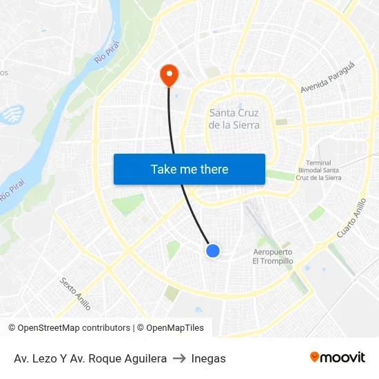 Av. Lezo Y Av. Roque Aguilera to Inegas map