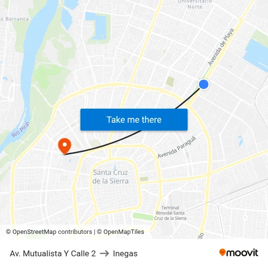 Av. Mutualista Y Calle 2 to Inegas map
