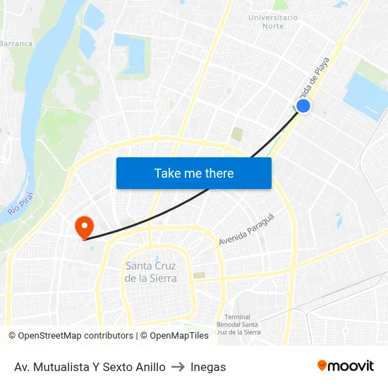 Av. Mutualista Y Sexto Anillo to Inegas map