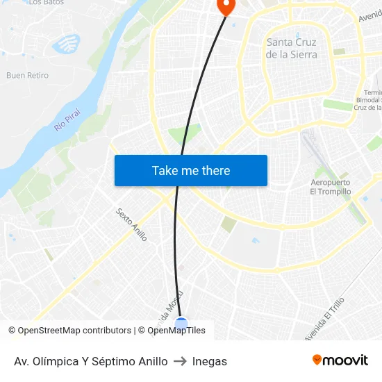 Av. Olímpica Y Séptimo Anillo to Inegas map