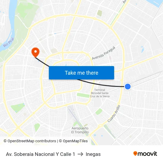 Av. Soberaía Nacional Y Calle 1 to Inegas map