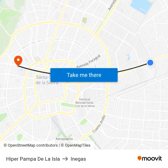 Hiper Pampa De La Isla to Inegas map
