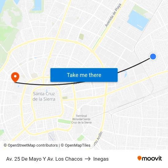 Av. 25 De Mayo Y Av. Los Chacos to Inegas map