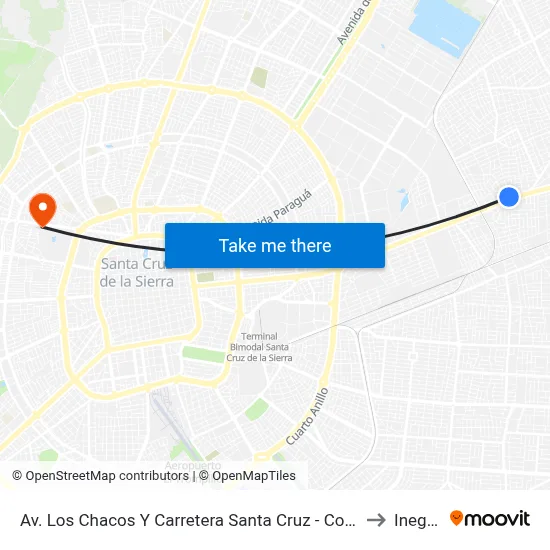 Av. Los Chacos Y Carretera Santa Cruz - Cotoca to Inegas map