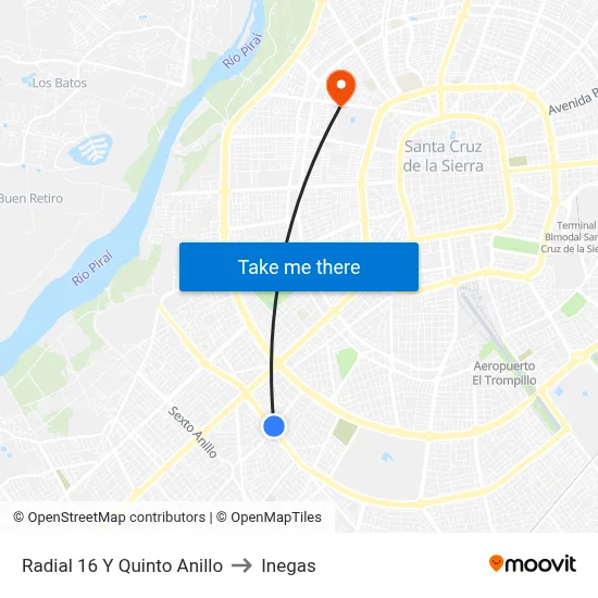 Radial 16 Y Quinto Anillo to Inegas map