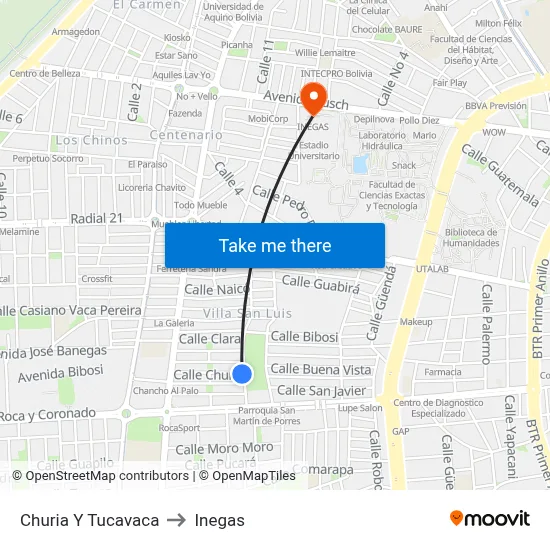 Churia Y Tucavaca to Inegas map