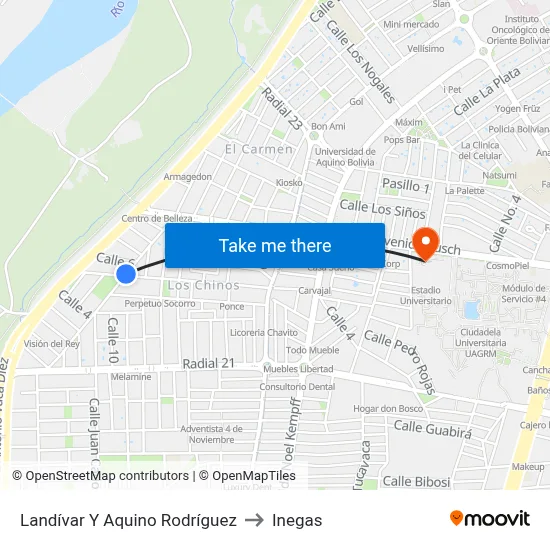 Landívar Y Aquino Rodríguez to Inegas map