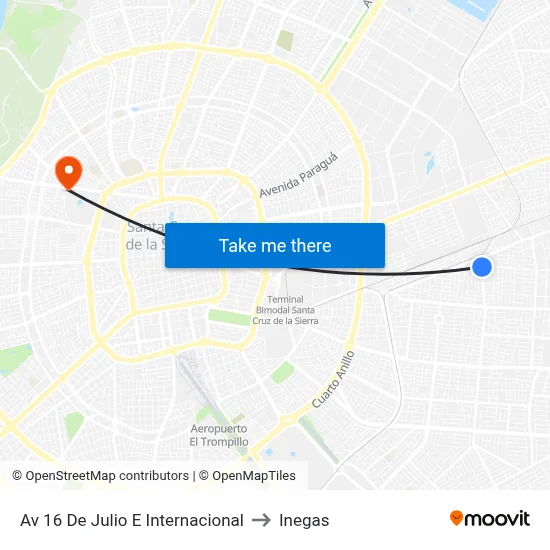 Av 16 De Julio E Internacional to Inegas map