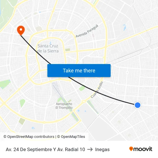 Av. 24 De Septiembre Y Av. Radial 10 to Inegas map