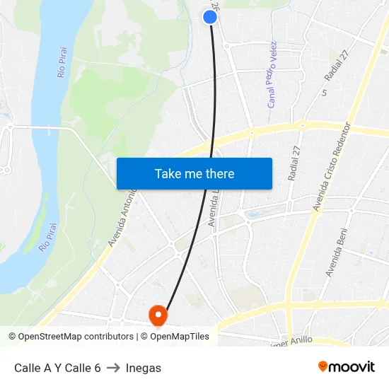 Calle A Y Calle 6 to Inegas map