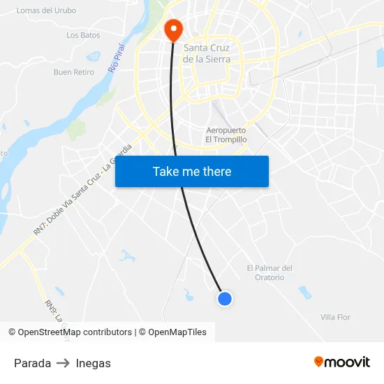 Parada to Inegas map