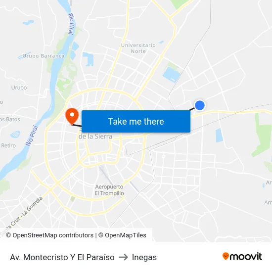 Av. Montecristo Y El Paraíso to Inegas map