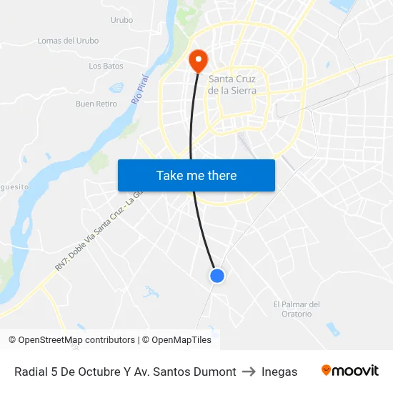 Radial 5 De Octubre Y Av. Santos Dumont to Inegas map