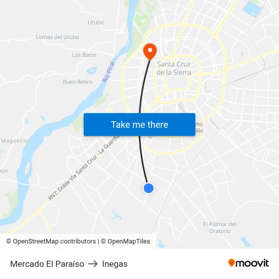 Mercado El Paraíso to Inegas map