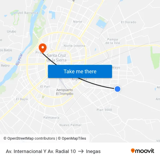Av. Internacional Y Av. Radial 10 to Inegas map