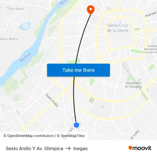 Sexto Anillo Y Av. Olímpica to Inegas map
