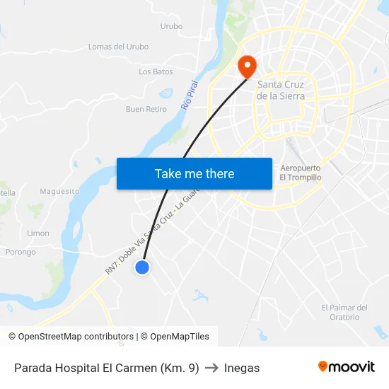Parada Hospital El Carmen (Km. 9) to Inegas map