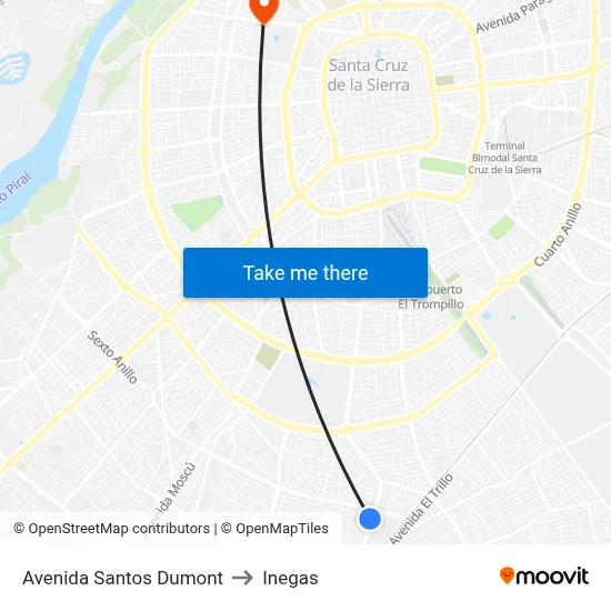 Avenida Santos Dumont to Inegas map