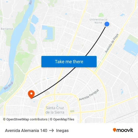 Avenida Alemania 140 to Inegas map