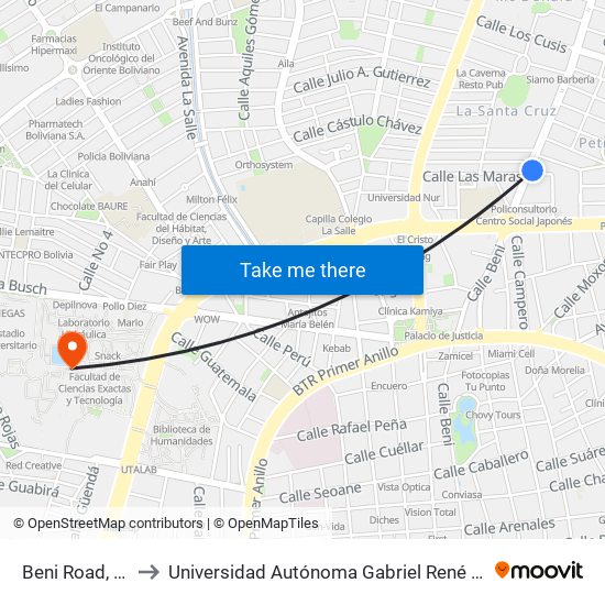 Beni Road, 150 to Universidad Autónoma Gabriel René Moreno map
