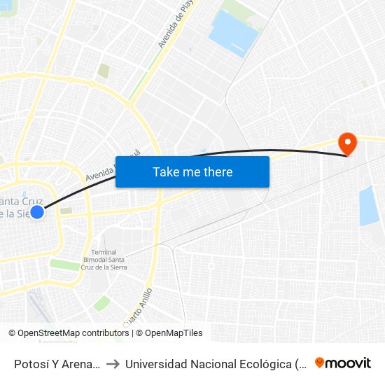 Potosí Y Arenales to Universidad Nacional Ecológica (Une) map