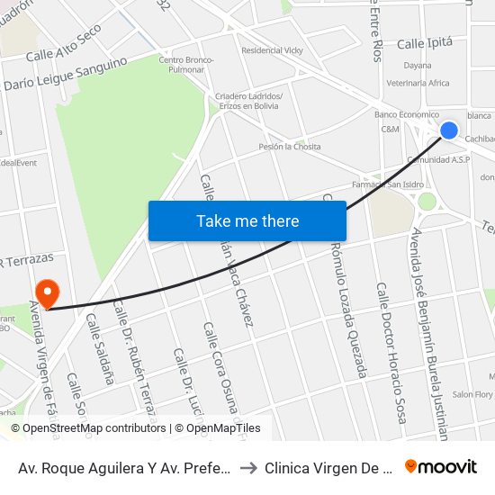 Av. Roque Aguilera Y Av. Prefecto Rivas to Clinica Virgen De Fatima map