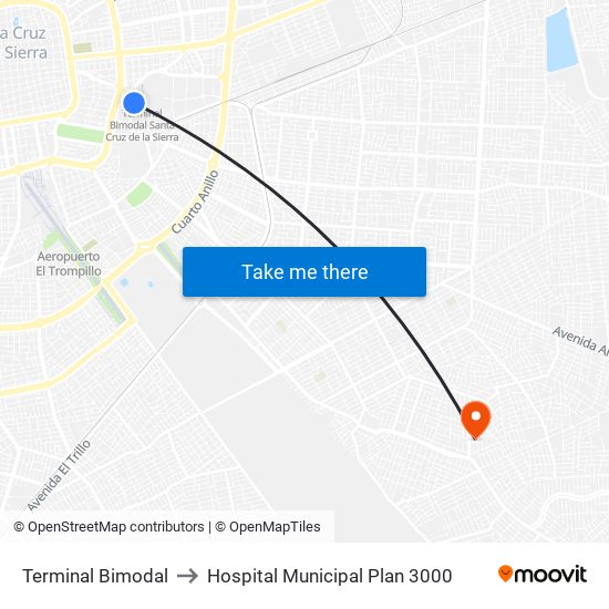 Terminal Bimodal to Hospital Municipal Plan 3000 map