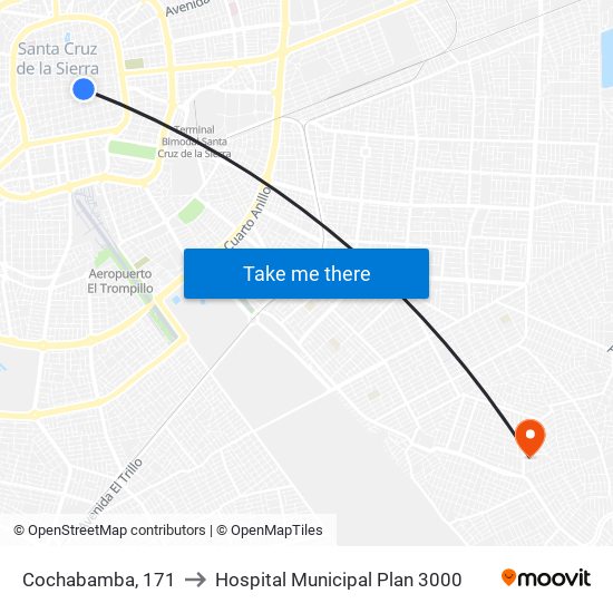 Cochabamba, 171 to Hospital Municipal Plan 3000 map
