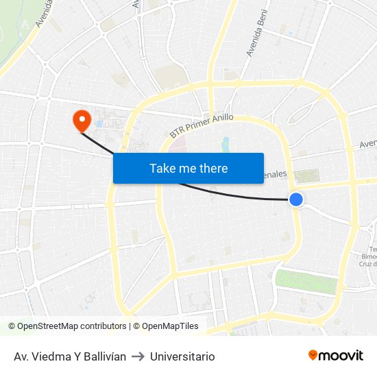 Av. Viedma Y Ballivían to Universitario map