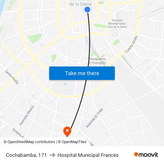 Cochabamba, 171 to Hospital Municipal Francés map