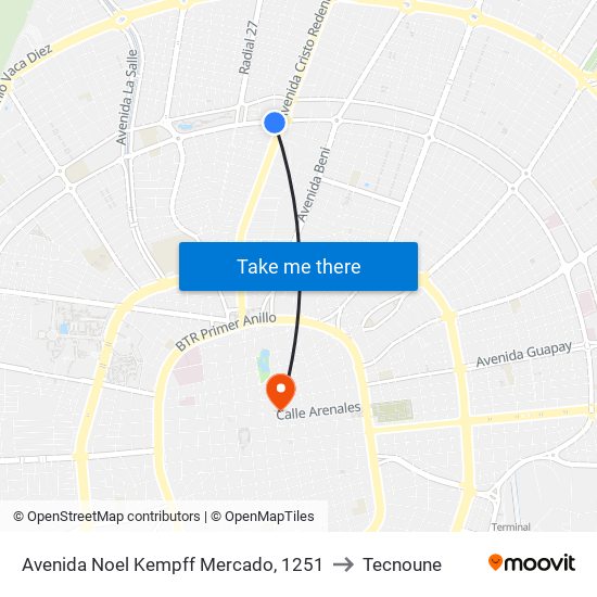 Avenida Noel Kempff Mercado, 1251 to Tecnoune map