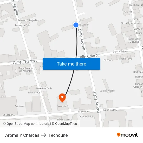 Aroma Y Charcas to Tecnoune map