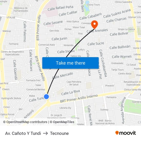 Av. Cañoto Y Tundi to Tecnoune map