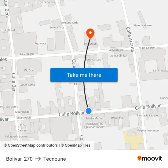 Bolivar, 270 to Tecnoune map