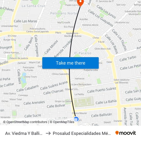 Av. Viedma Y Ballivían to Prosalud Especialidades Médicas map