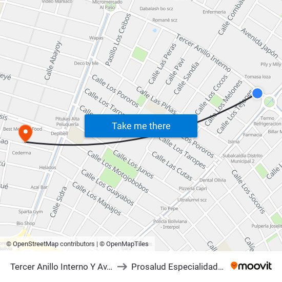 Tercer Anillo Interno Y Av. Mutualista to Prosalud Especialidades Médicas map