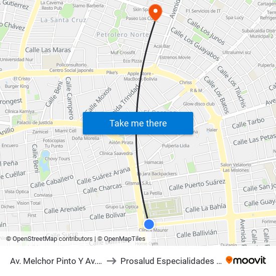 Av. Melchor Pinto Y Av. Viedma to Prosalud Especialidades Médicas map