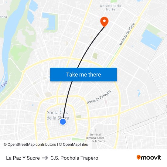 La Paz Y Sucre to C.S. Pochola Trapero map