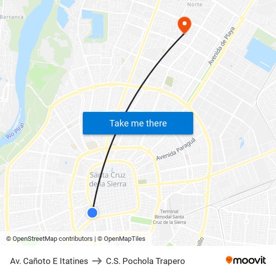 Av. Cañoto E Itatines to C.S. Pochola Trapero map