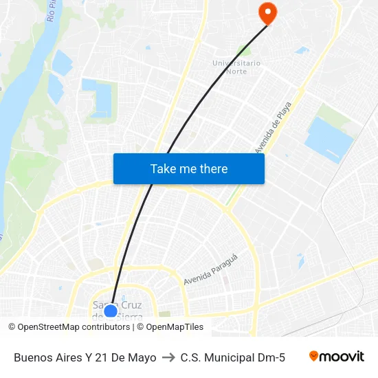 Buenos Aires Y 21 De Mayo to C.S. Municipal Dm-5 map