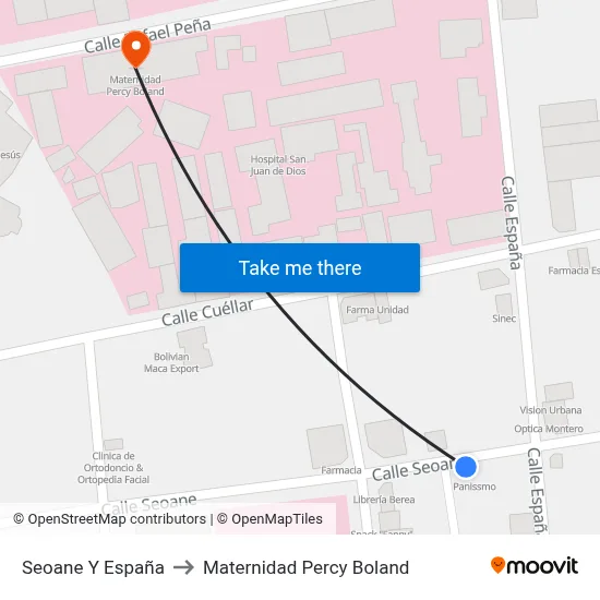 Seoane Y España to Maternidad Percy Boland map