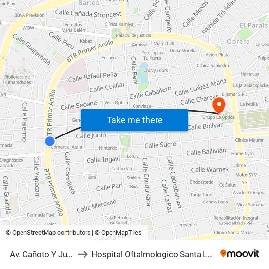 Av. Cañoto Y Junín to Hospital Oftalmologico Santa Lucia map